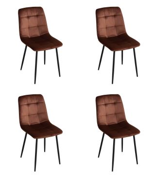 Eetkamerstoel Set van 4 stoelen S270 in copper velvet stof Zwart 54x40 cm – stijlvol en praktisch