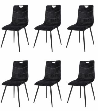 Eetkamerstoel Set van 6 stoelen S200 in zwarte velvet Zwart 55x45 cm – stijlvol en praktisch