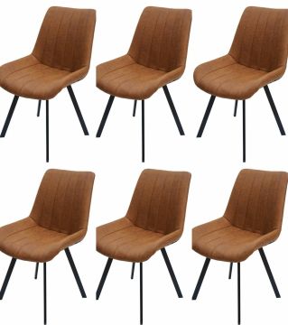 Eetkamerstoel Set van 6 stoelen S220 in whiskey microvezel stof Zwart 54x46 cm – stijlvol en praktisch