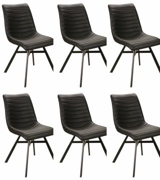 Eetkamerstoel Set van 6 stoelen S230 in zwart kunstleder Zwart 55x46 cm – stijlvol en praktisch