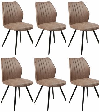 Eetkamerstoel Set van 6 stoelen S240 in bruine microvezel stof Bruin 42x47 cm – stijlvol en praktisch
