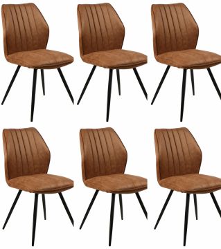 Eetkamerstoel Set van 6 stoelen S240 in whiskey microvezel stof whiskey 42x47 cm – stijlvol en praktisch