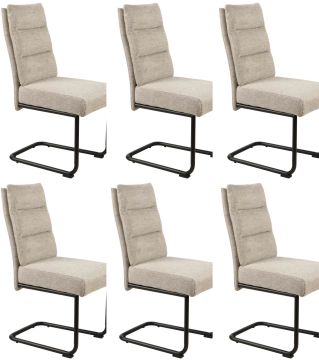 Eetkamerstoel Set van 6 stoelen S250 in beige stof Zwart 55x46 cm – stijlvol en praktisch