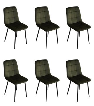 Eetkamerstoel Set van 6 stoelen S270 in groene velvet stof Zwart 54x40 cm – stijlvol en praktisch
