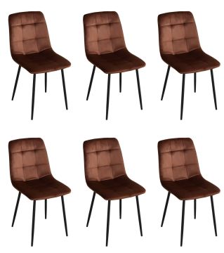 Eetkamerstoel Set van 6 stoelen S270 in copper velvet stof Zwart 54x40 cm – stijlvol en praktisch