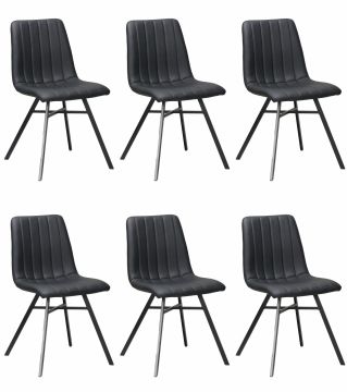 Eetkamerstoel Set van 6 stoelen Nestor in zwart kunstleder Zwart 86x86 cm – stijlvol en praktisch