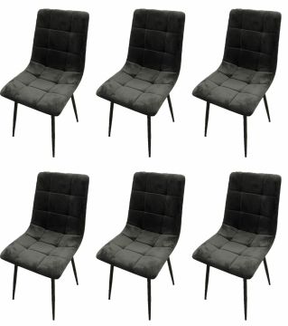 Eetkamerstoel Set van 6 stoelen Eureka in grijze stof Grijs 55x45 cm – stijlvol en praktisch