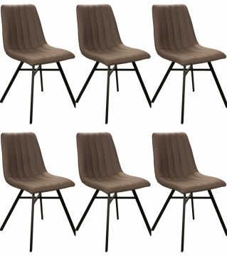 Eetkamerstoel Set van 6 stoelen Nestor in capucinno  kunstleder Zwart 86x86 cm – stijlvol en praktisch