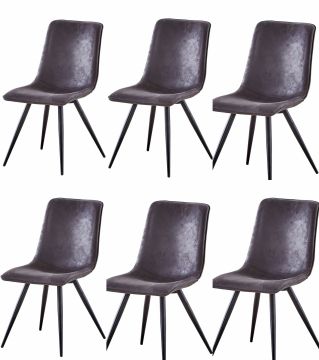 Eetkamerstoel Set van 6 stoelen S80 in bruine eco-leder Bruin 60x47 cm – stijlvol en praktisch