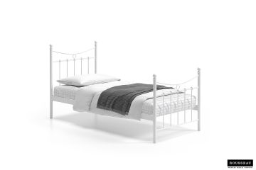 1-persoonsbed Retro metalen bed Sacha-90cm wit Wit 208x92 cm – stijlvol en praktisch