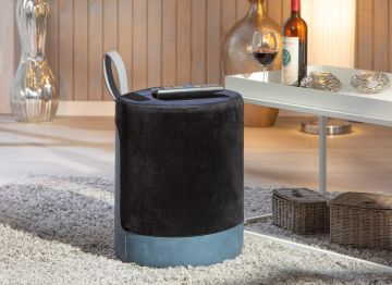 Accessoires & opbergdozen Pouf- hocker OSANE in zwart-blauw fluweel Blauw 32x38 cm – stijlvol en praktisch