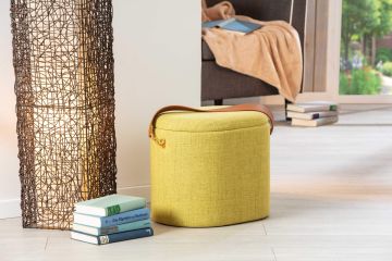 Accessoires & opbergdozen Pouf- hocker DILIA ovaal met opbergruimte in gele stof Geel 30x42 cm – stijlvol en praktisch