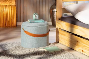 Accessoires & opbergdozen Pouf- hocker DILIA ovaal met opbergruimte in grijze stof Grijs 30x42 cm – stijlvol en praktisch