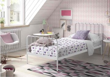 Metalen retro bed Alice 90 x 200 cm wit