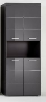 Badkamer Badkamerkast hoge kast met 4 deuren Amanda -grijs-  73 x 190cm Grijs 31x73 cm – stijlvol en praktisch