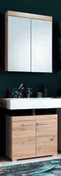 Badkamer 2 delige badkamerset Amanda -front in MDF en zijden in melamine eiken kleur- 60 x 190cm Houtkleur 34x60 cm – stijlvol en praktisch