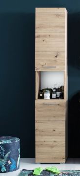 Badkamer Badkamerkast hoge kast Amanda -eiken kleur-  37 x 190cm Houtkleur 31x37 cm – stijlvol en praktisch