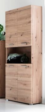 Badkamer Badkamerkast hoge kast met 4 deuren Amanda -eiken kleur-73 x 190cm Houtkleur 31x73 cm – stijlvol en praktisch