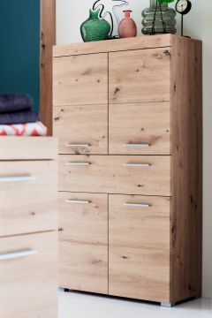 Badkamerkasten Badkamerkast multifunctionele kast Amanda -eiken kleur- 73 x 132cm Houtkleur 31x73 cm – stijlvol en praktisch