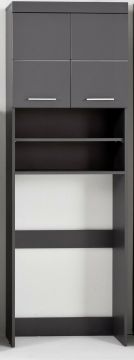 Badkamerkasten Wasmachinekast overbouw Amanda -front in grijze hoogglans en kader in grijze melamine- 63 x 187cm Grijs 24x63 cm – stijlvol en praktisch