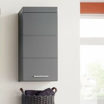 Badkamer Badkamerkast hangkast 1 deur Amanda -grijs- 37 x 77cm Grijs 23x37 cm – stijlvol en praktisch