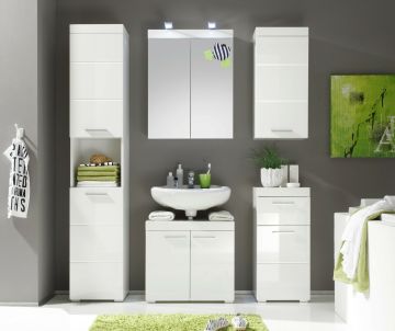 Badkamer 5 delige badkamerset Amanda -front witte hoogglans- 163 x 190cm Wit 34x163 cm – stijlvol en praktisch