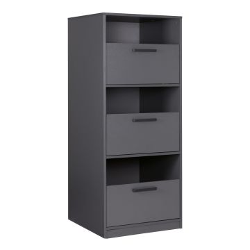 Lifestyle Studio Flow meuble à linge avec 3 compartiments - Anthracite - 67 x 68 x 164 cm