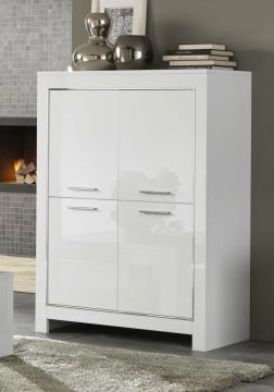 Argentier vaisselier design laqué blanc BRESCIA, avec éclairage LED en option