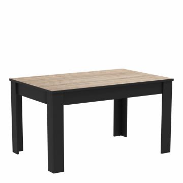 Bar tafel Eetkamerafel 140x90 cm Wayne in melamine sonoma eik en zwart Bruin zwart 138x138 cm – stijlvol en praktisch