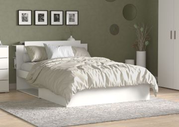 2-persoonsbed Life - Bedkader 160X200cm met  opbergvakken - melamine wit Wit-bruin 227x164 cm – stijlvol en praktisch