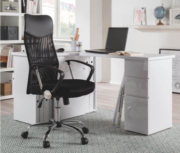 Bureaustoel Bureaustoel Torino pu + ademende mesh stof zwart Zwart 56x59 cm – stijlvol en praktisch