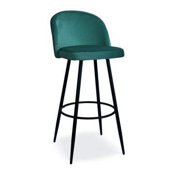 Tabouret de bar HOUNDI – velours bleu azur