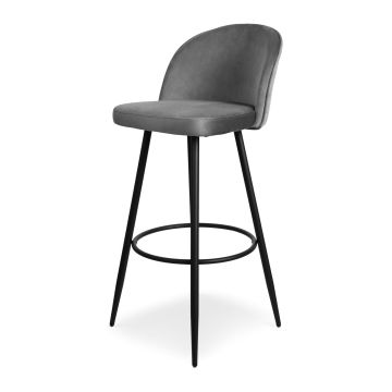 Tabouret de bar HOUNDI – velours gris foncé