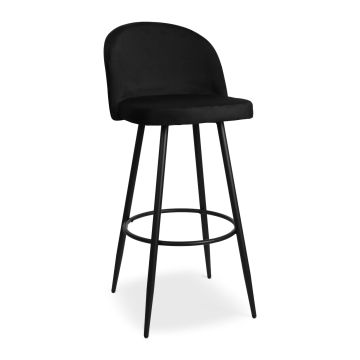 Tabouret de bar HOUNDI – velours noir foncé
