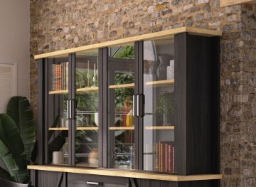 Opzetmeubel Sequoia – zwart met eik artisan – met LED