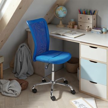 Bureaustoel met wielen BONNIE in Blauw Ademend Mesh Stof