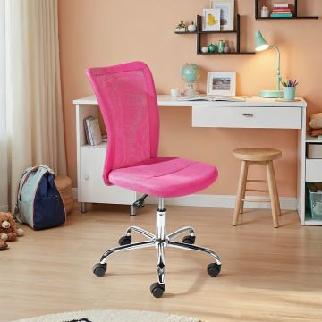 Bureaustoel met wielen BONNIE in Roze Ademend Mesh Stof
