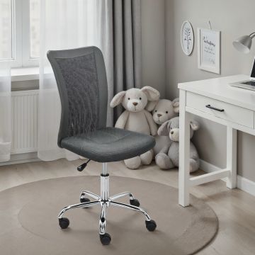 Bureaustoel met wielen BONNIE in Grijs Ademend Mesh Stof