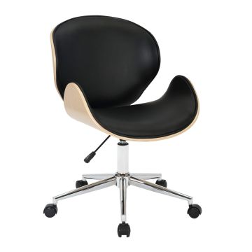 Bureaustoel Hercule – licht walnoot / zwart PU