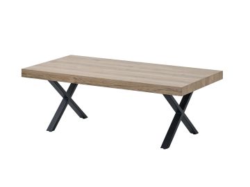 Salontafel Eduard 130 cm – summer eik decor – zwart metalen kruispoten