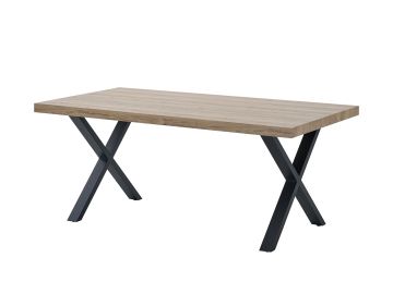 Eetkamertafel 190x95cm Eduard in summer eik decor met zwart metalen kruispoten