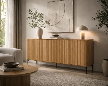 Buffet Japon 185 cm en chêne massif et placage chêne