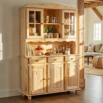Landelijke 3 deurs buffetkast keukenbuffet in massief grenen Toscana