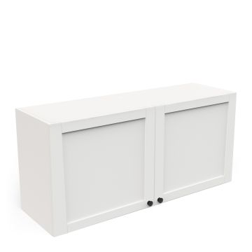 Keuken Keuken hangkast COTTAGE 120 cm in witte melamine Wit-bruin 37x120 cm – stijlvol en praktisch