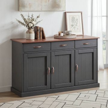 Dressoir met 3 deuren en 3 laden Luzerna grijs-bruin