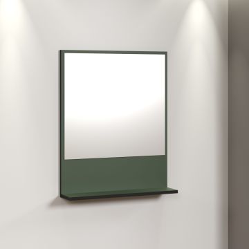 PureBliss – Miroir mural avec étagère en mélamine vert/noir – L/H/P : 60 x 74 x 14 cm
