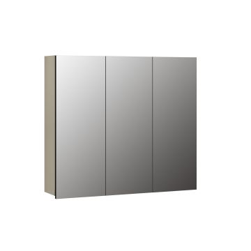 PureBliss – Armoire murale avec miroir en mélamine gris kashmir clair/noir – L/H/P : 90 x 80 x 20 cm