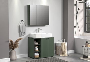 PureBliss – Ensemble de meubles de salle de bain en mélamine vert/noir – L/H/P : 90 x 186 x 53 cm