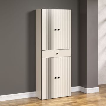 PureBliss – kolomkast 70cm  in kashmir lichtgrijs/zwart melamine – B/H/D: 70 x 186 x 31 cm