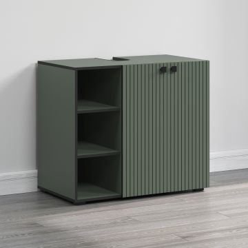 PureBliss – Onderkast voor wasbak 90cm in groen/zwart melamine – B/H/D: 90 x 79 x 53 cm